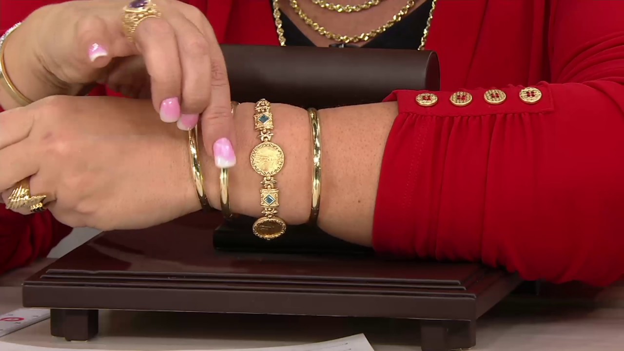 14K Gold Solid 1/4" Oval Hinged Bangle Bracelet, 30.3g - 34.2g on QVC