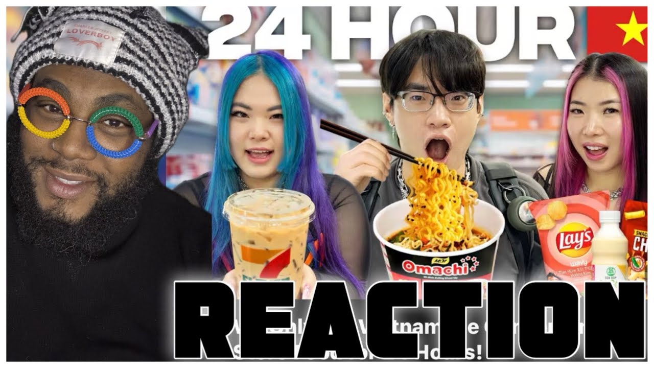 KREW 24 часа подряд ест только вьетнамскую еду из круглосуточного магазина! | РЕАКЦИЯ