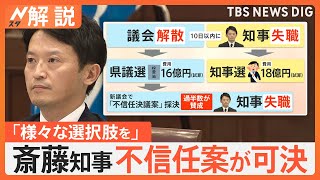 議会解散か知事失職か…「様々な選択肢を考える」兵庫県知事の不信任案が可決【Nスタ解説】｜TBS NEWS DIG