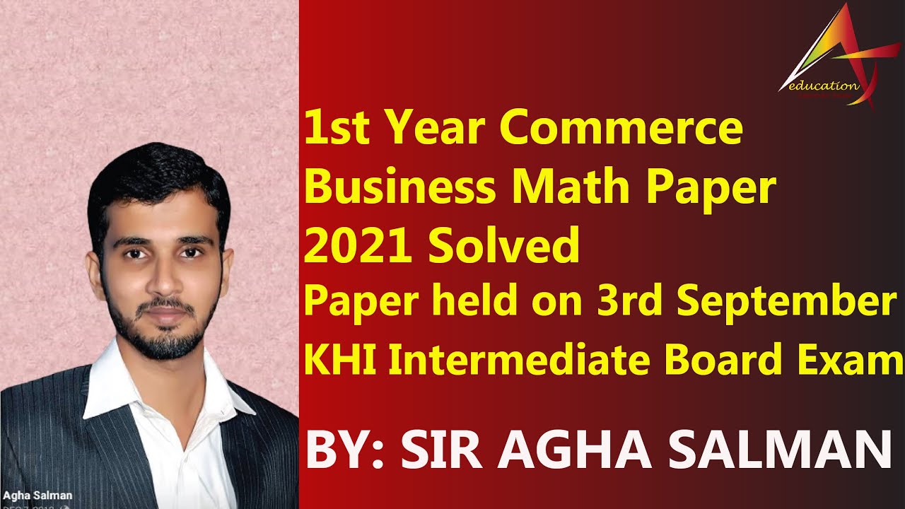 Business Math Paper Solution XI Commerce 2021 YouTube