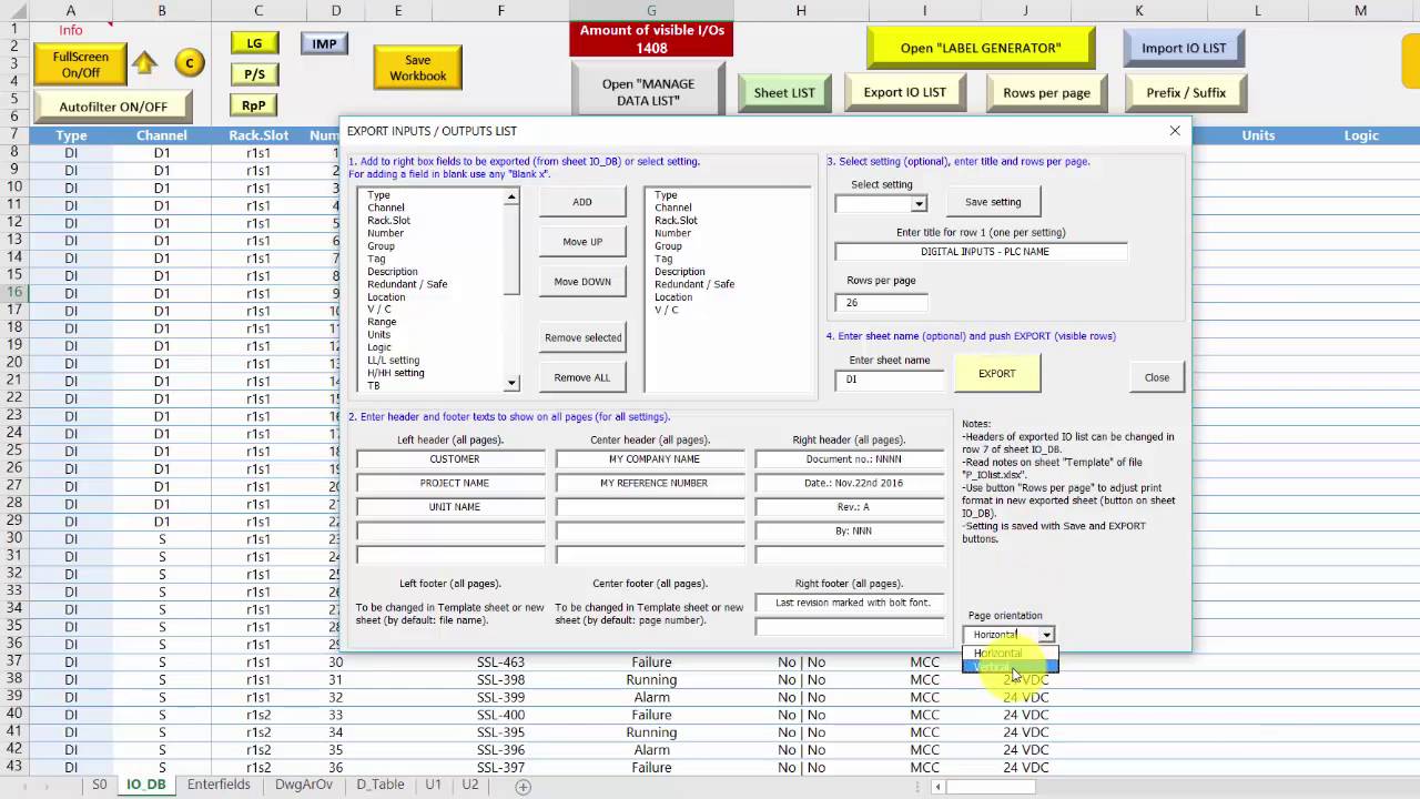 Export my IO List to another Excel file 2.01 IOB Suite YouTube