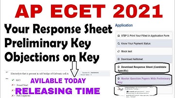 AP ECET PRELIMINARY KEY, RESPONSE SHEET AVAILABLE TODAY | RELEASING TIME 2021