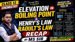 Elevation in Boiling Point 🔥 Henry’s Law,Raoult’s Law Recap ⚗️Class 12 Chemistry by MS Sir Numerical