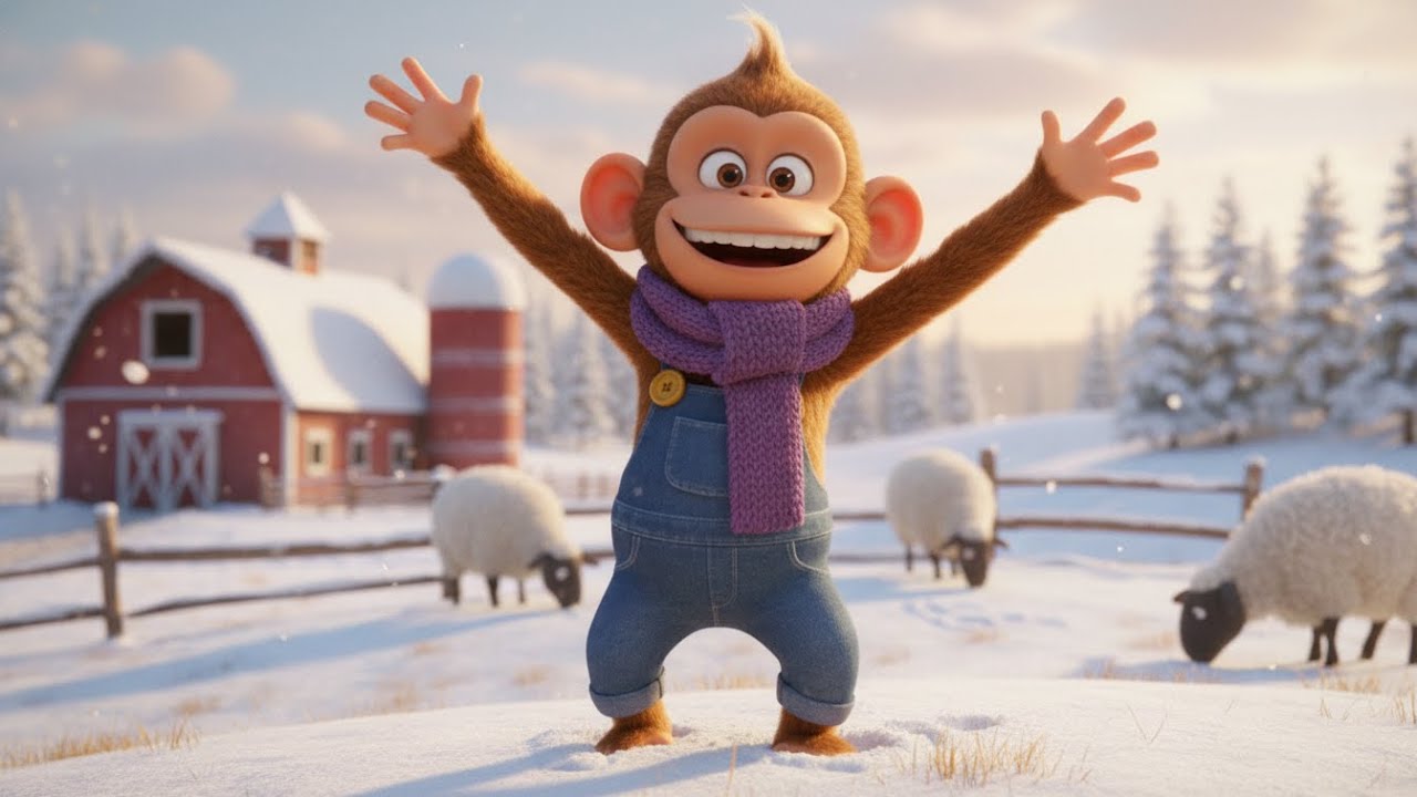 Monkey Farm Life - Exploring the Frozen Farm: A Cold Morning Adventure