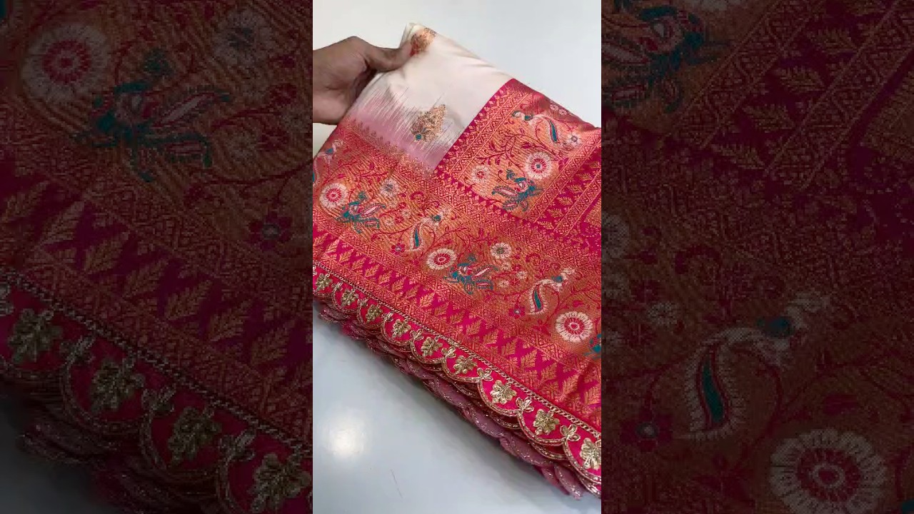 Paithani Silk Peacock Motif Banarasi Saree with Lace