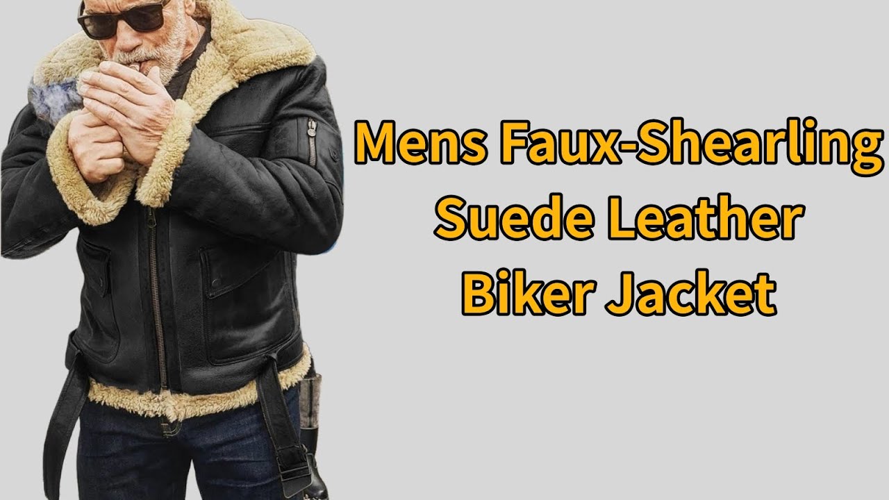 Men's Faux-Shearling Suede Leather Biker Jacket | PoisonStreetWear.com