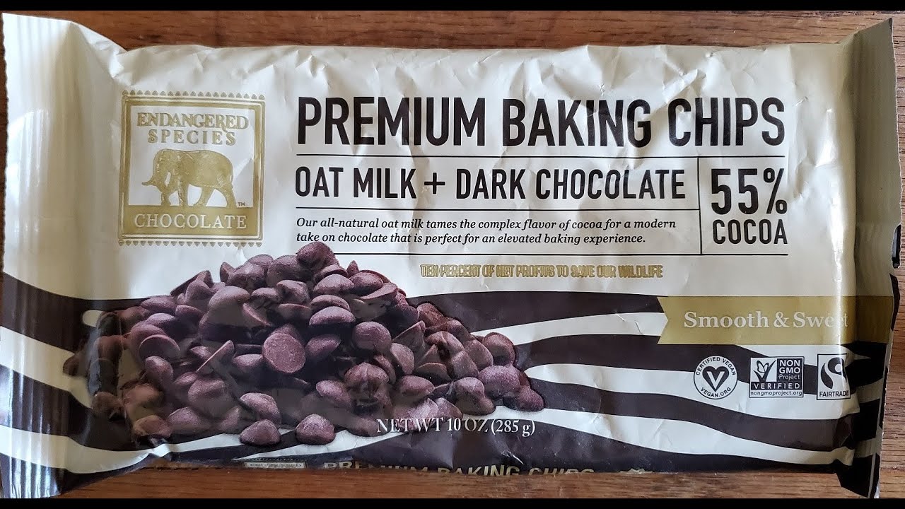 Endangered Species Chocolate Premium Oat Milk + 55 Dark Chocolate Baking Chips Review YouTube