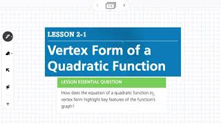 Vertex Form of a Quadratic Function (Lesson 2-1)