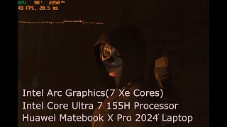 Intel Arc Graphics, Core 7 Ultra 155h laptop frame rate test in Shadow of the Tomb Raider