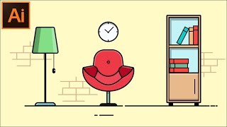 Adobe Illustrator CC Tutorial | Flat Icon Outline Design Illustration for Beginners