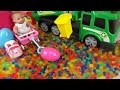 Baby doll and Dirt cart Surprise eggs color candy Kinder Joy toys