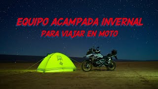 Equipo de acampada invernal para viajar en moto