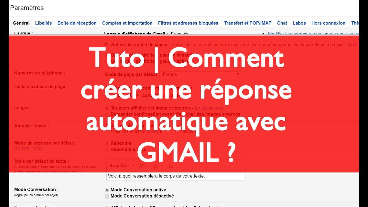 Tuto | Comment créer une réponse automatique avec Gmail ? - YouTube