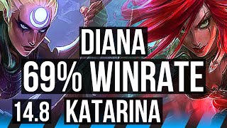 DIANA vs KATARINA (MID) | 69% winrate, 6 solo kills, 10/2/3, Godlike | TR Master | 14.8