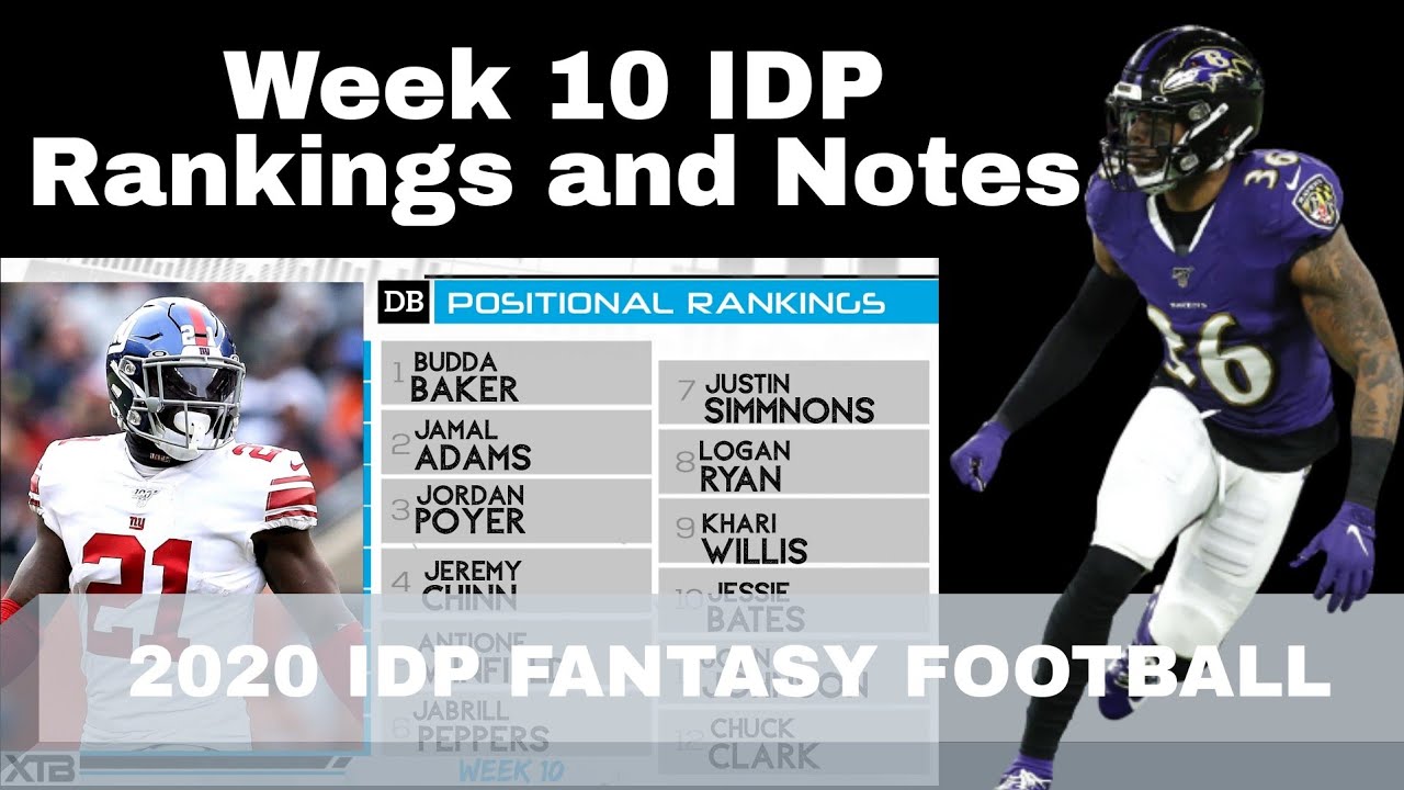 Week 10 IDP Rankings and Notes