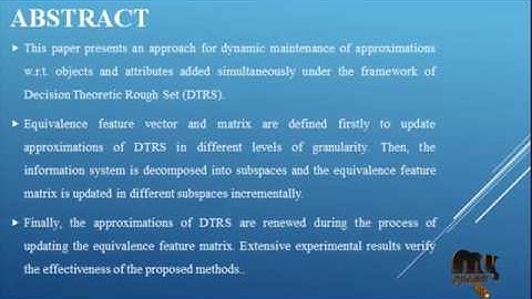 A decision-theoretic rough set approach for dynamic data mining | Final Year Projects 2016