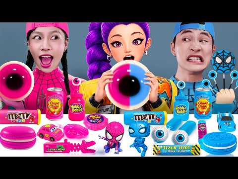 Pink VS Blue Food Eating Challenge | ASMR MUKBANG Superhero Spider-Man