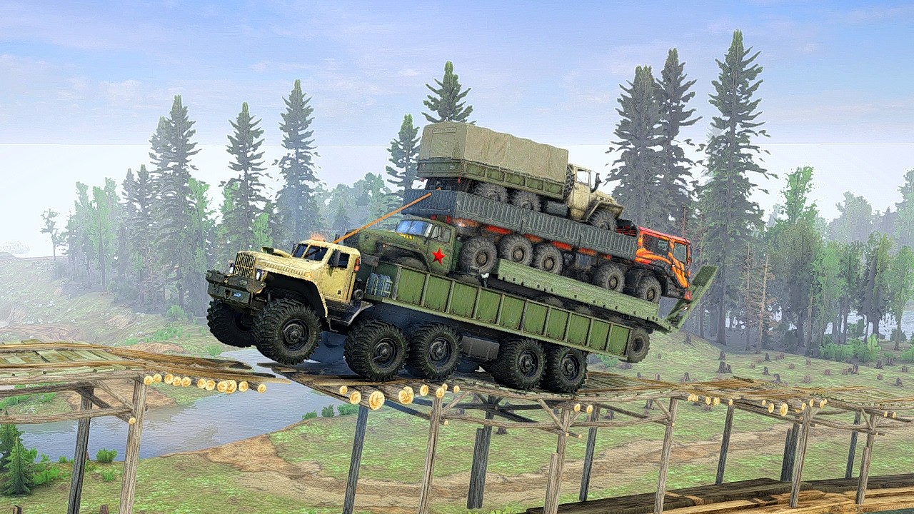 Три лучших военных грузовика с легкостью преодолевают речные переправы.