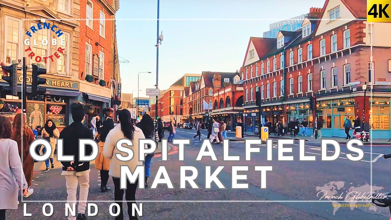 EAST LONDON 🇬🇧4K Food and Shops Walking Tour Old Spitalfields Market➜ Liverpool Street