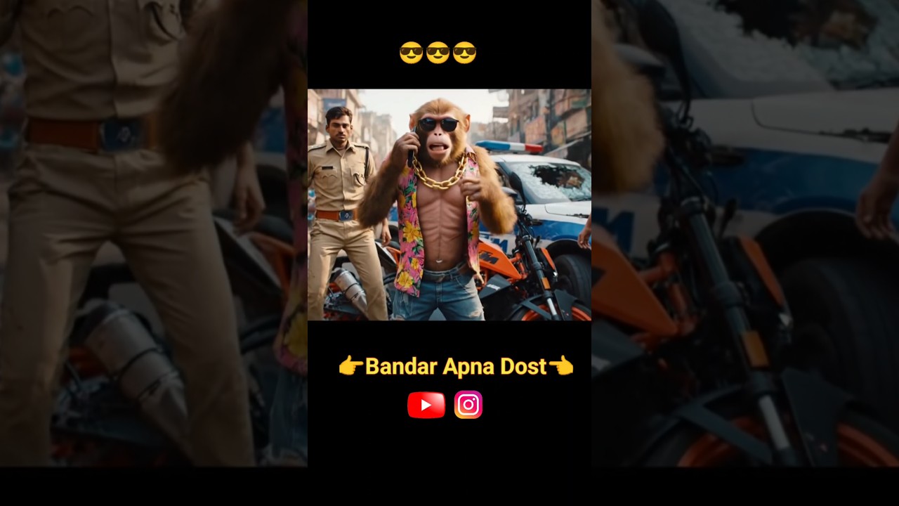 Bandar Bhai ka kand ho gaya re Police ke sath😂Funny monkey video 