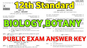 12th standard Biology Public exam Answer key 2023 |12th Botany Public Exam Full Answer key 2023