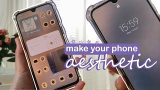 how to make your phone aesthetic | beige & blue theme | simple and cute | plus wallpaper ideas screenshot 3