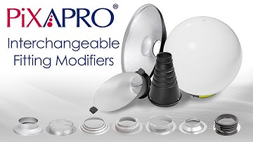 PIXAPRO Interchangeable Fitting Snoot, Background Reflector, Diffuser Ball and Beauty Dish