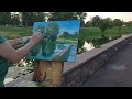 Killesberg Stuttgart city park. Study with water.  Plein air im Park OIL PAINTING.