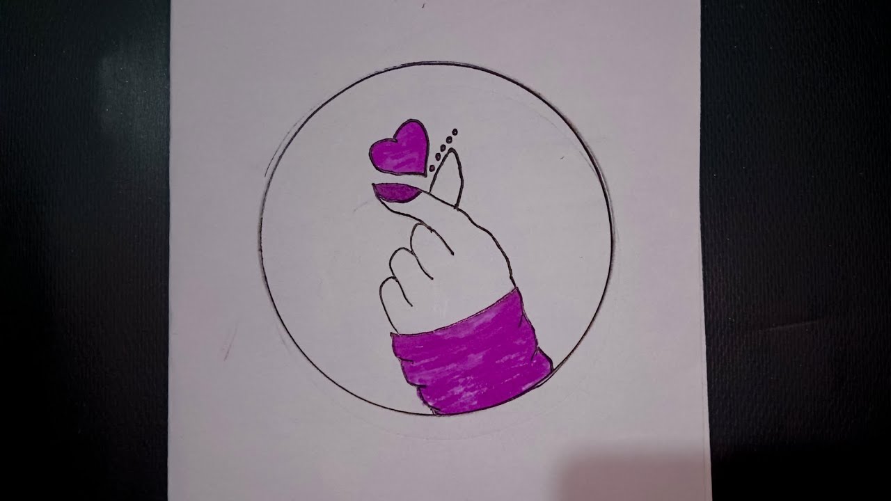 Easy Heart hand drawing 💜 || Beautiful circle drawing idea || Easy drawing tutorial || painting idea