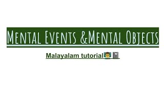 Mental Events | Mental Objects | Ontological Engineering | Artificial intelligence | Malayalam