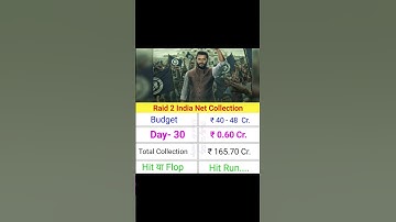 Raid 2 India Net Collection Day- 30 || #raid2 #ajaydevgan #riteishdeshmukh #vaanikapoor #shorts