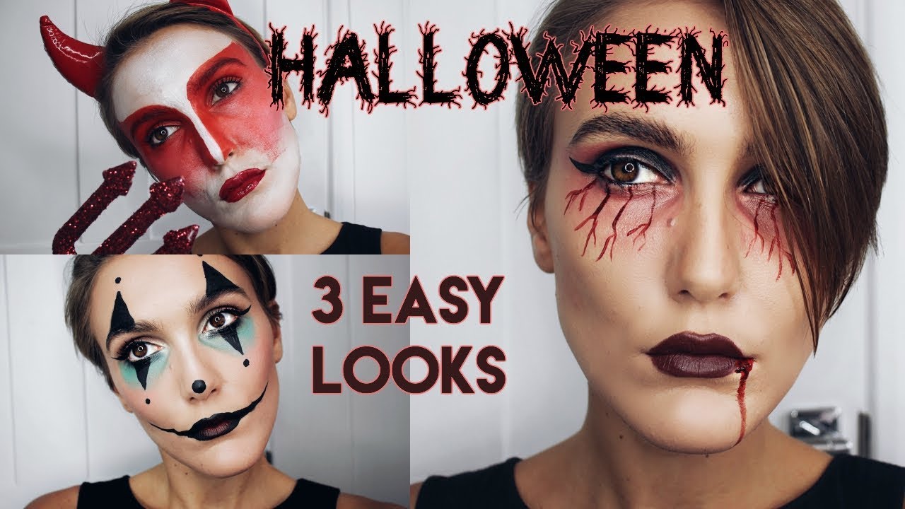 3 EASY HALLOWEEN FACE PAINT TUTORIALS. DEVIL, VAMPIRE, CLOWN | Blaise