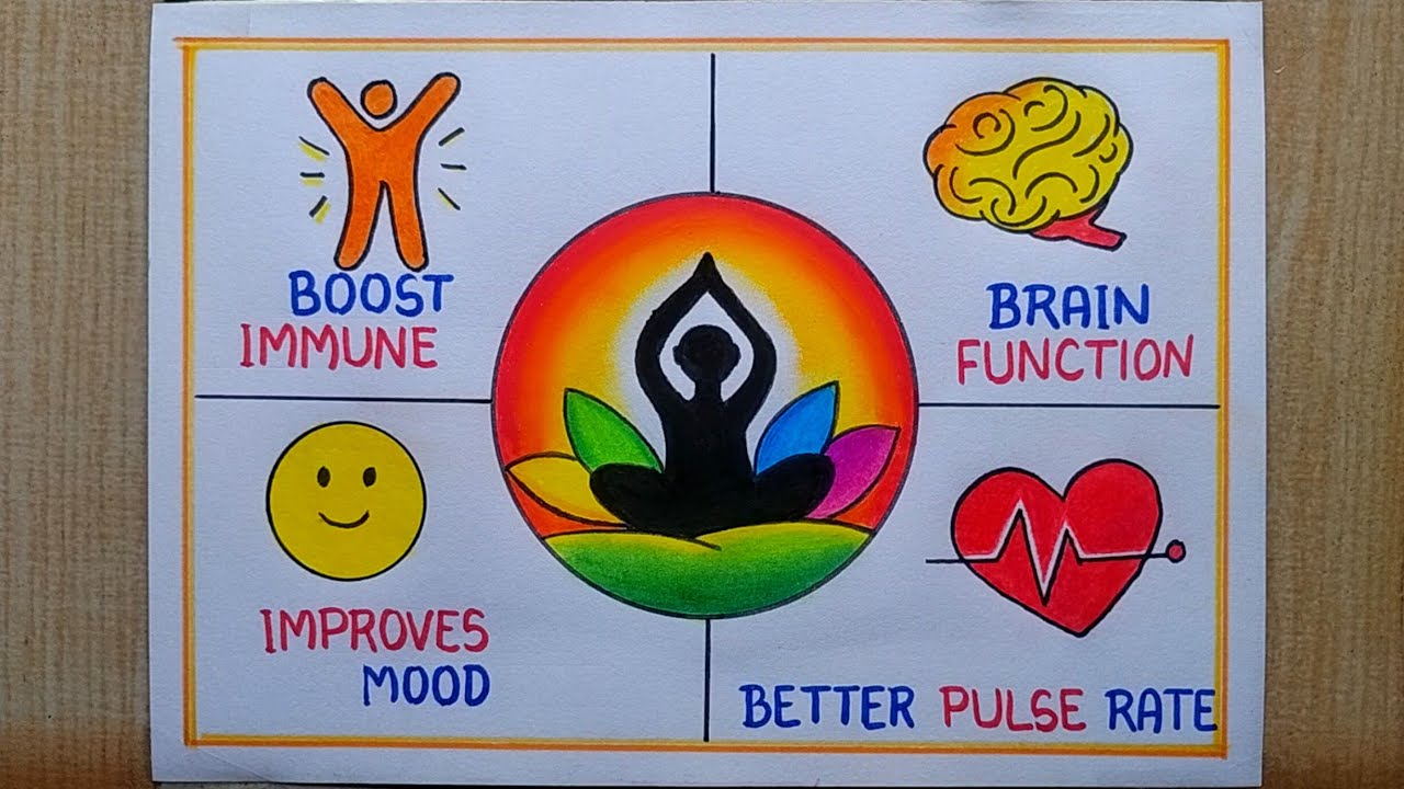 Yoga Day Drawing| International Yoga Day Drawing| Yoga Day Poster drawing| World Yoga Day Drawing