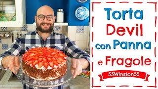 Torta Devil con Panna e Fragole | Ideale come Torta  di Compleanno | 55Winston55