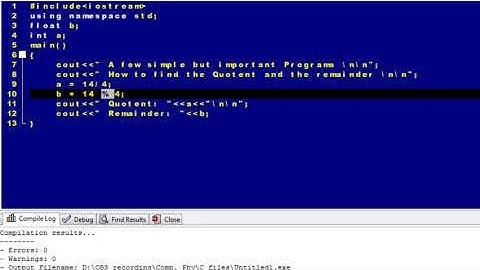 5.4 To Work with Quotient and Remainder in DEV C++