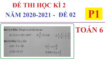ĐỀ THI HỌC KÌ 2 MÔN TOÁN LỚP 6 NĂM HỌC 2020-2021. ĐỀ 02-P1