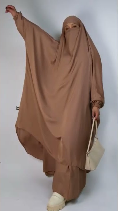 Luxury two piece jilbabs in purple, khaki, light blue, nude and caramel! #jilbab #jilbabs #niqab