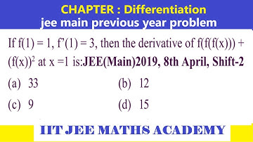 DIFFERENTIATION  | JEE MAIN 2019 | 8 APRIL |  SHIFT 2  |  BY RS SIR