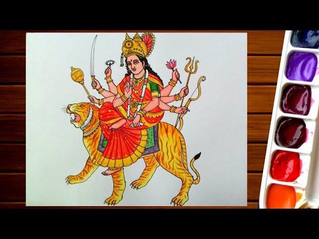 New colour pencil work - Maa Durga - 12 — Steemit