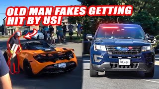 CORRUPT OLD MAN FAKES GETTING HIT BY OUR MCLAREN 720S! *MASSIVE ARGUMENT W/ POLICE*