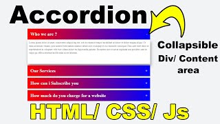 How To Make Accordion Design Using HTML And CSS Step By Step, How to create an Accordion using CSS