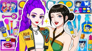 Paper Diy Kpop Demon Hunters Rumi & Zoey Skincare Makeup Nail Blind Bag Unboxing Asmr