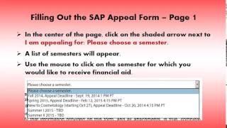 Part 6 - How Do I Fill Out the SAP Appeal Form Page 1