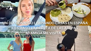 ACOMPAÑAME A UN DIA CONMIGO LIMPIANDO CASAS EN ESPAÑA, RECETA DE LAS AREPAS ME VISITA UNA AMIGA VLOG