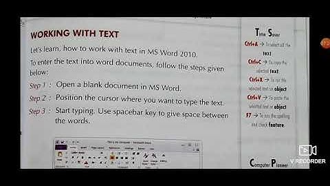 Class-4th (PART-1)  CHAPTER-6 "Working with Text in MS Word 2010"