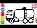 Easy Water Tanker Truck Drawing for Kids 🚚💧 | How to Draw &amp; Color a Water Tanker Step by Step 