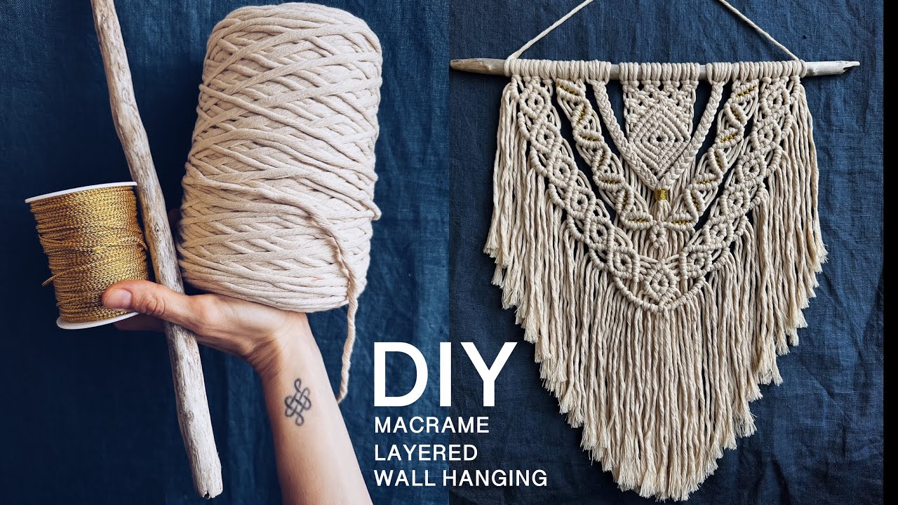 Modern macrame wallhanging macrame wallhanging bohemian  Macramé, Tutorial  de macramé, Tapeçarias de macramé