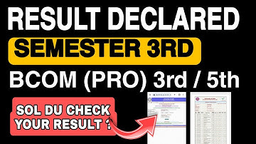 Bcom (pro) |Semester 3rd /5th Result Declare Du sol | Nov-Dec 2022 Sol Result Declare | Result out