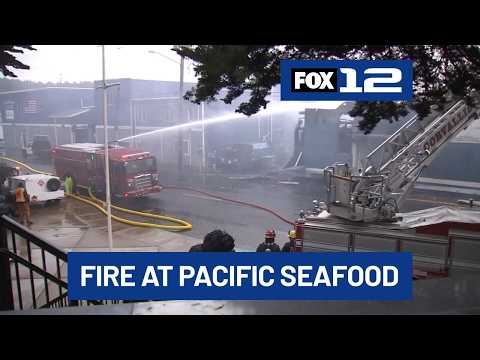 Fire burns freezer building at Pacific Seafood plant on Newport Bayfront