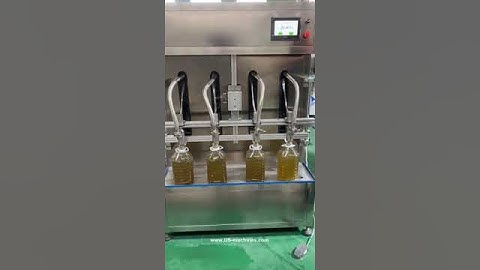 Semi automatic 4 nozzles edible oil bottle filling machine testing video vertical filling machine